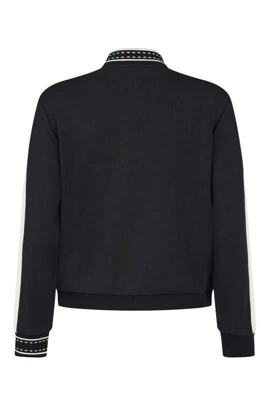I'cona Scuba Zip Front Striped Sleeve Jogger Jacket in Black