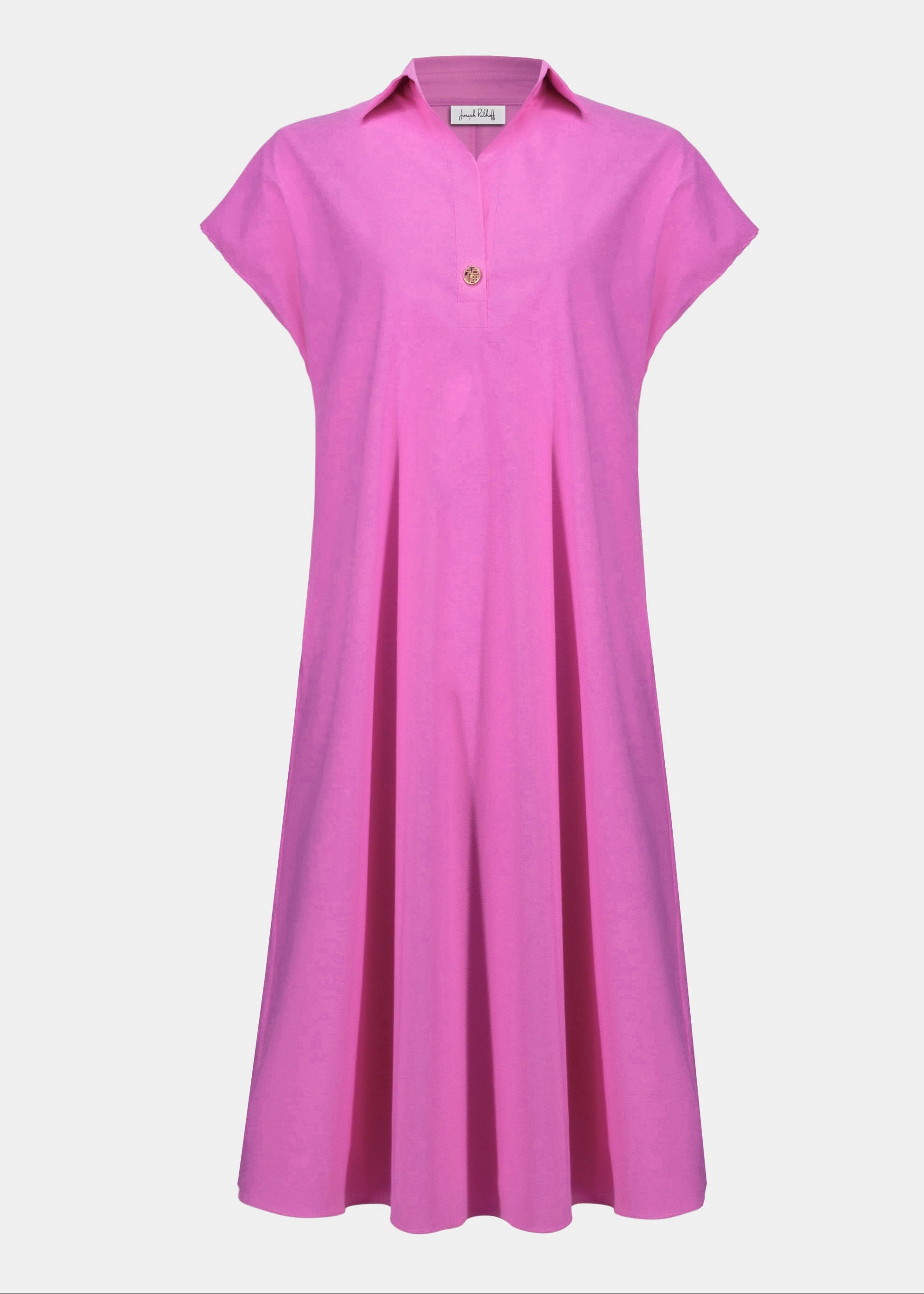 Pink dress with a collar on a white background