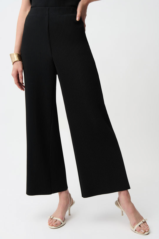 Joseph Ribkoff Pleated Scuba Crepe Pull On Wide Leg Pant in Black