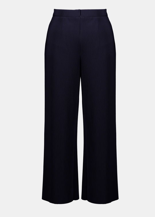 Joseph Ribkoff Pleated Scuba Crepe Pull On Wide Leg Pant in Midnight Blue