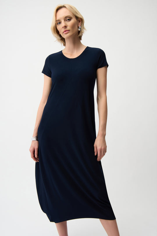 Joseph Ribkoff Silky Knit Cocoon Short Sleeve Dress in Midnight