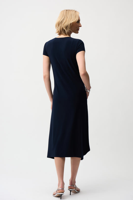 Joseph Ribkoff Silky Knit Cocoon Short Sleeve Dress in Midnight