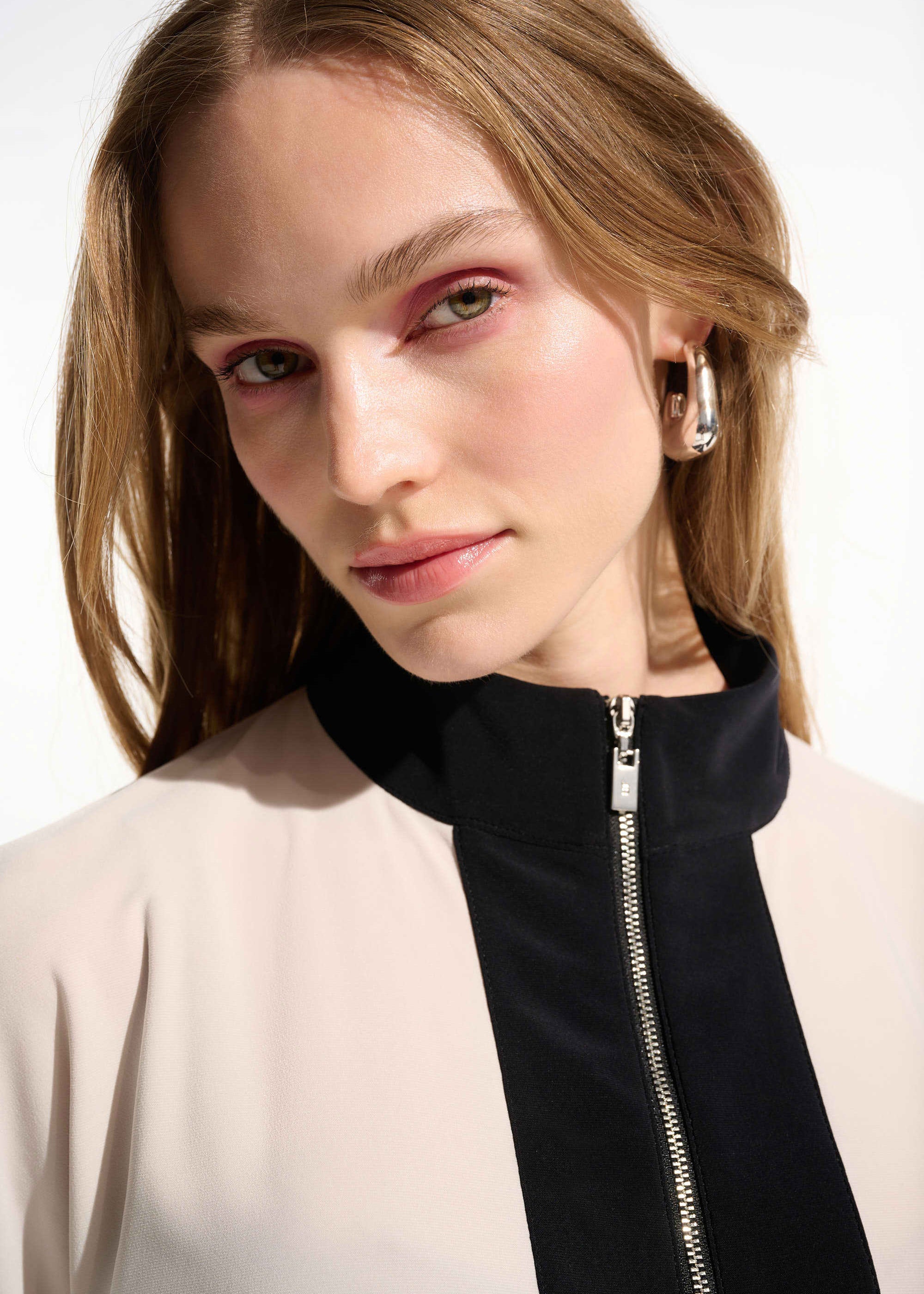 Joseph Ribkoff Sport Silky Knit Colour Block Top with Zip Neck in