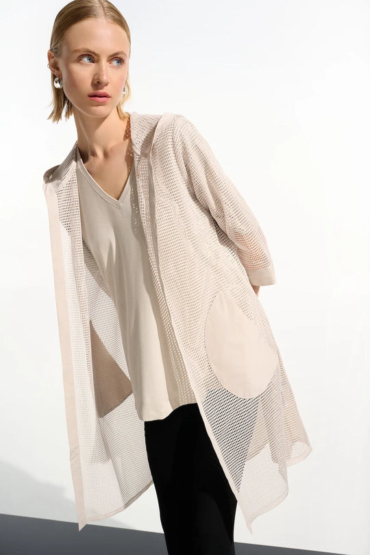 Joseph Ribkoff Sport Memory & Mesh Hooded Coverup Cardigan in Moonstone