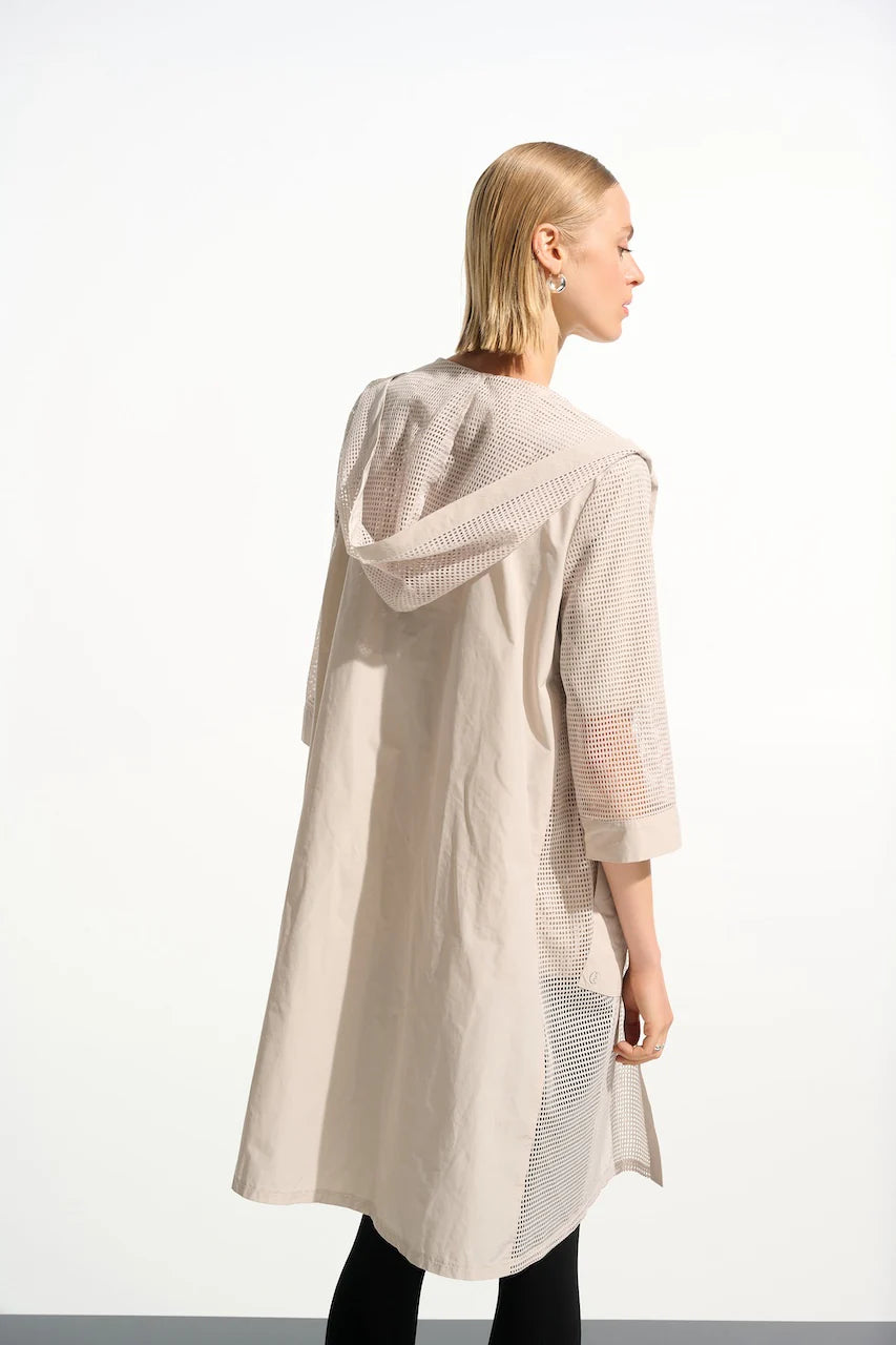 Joseph Ribkoff Sport Memory & Mesh Hooded Coverup Cardigan in Moonstone