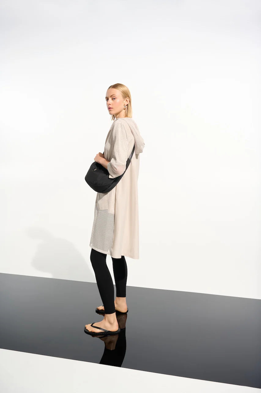 Joseph Ribkoff Sport Memory & Mesh Hooded Coverup Cardigan in Moonstone