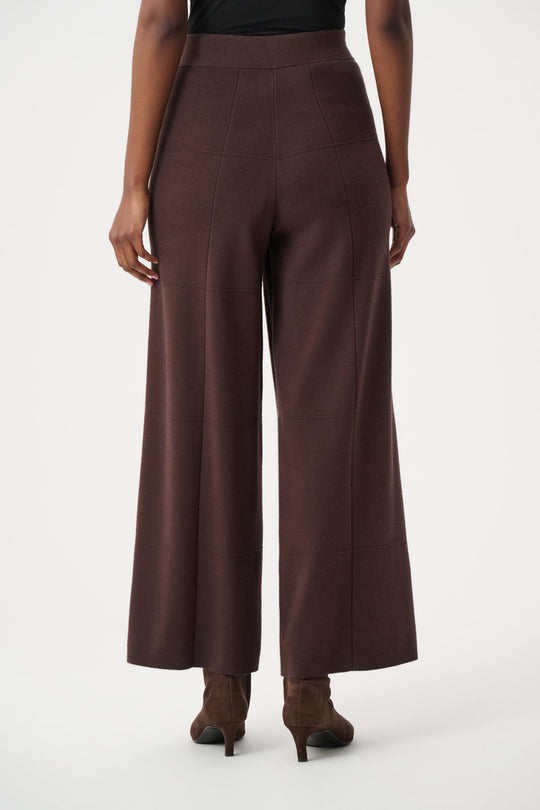 Mocha culotte pants with wide legs, high waist and draped front seam