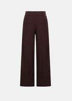 Mocha brushed viscose culotte pants with wide legs and high waistband