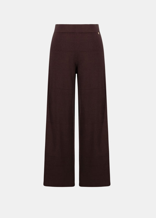 Brown wide-leg pants on a light gray background
