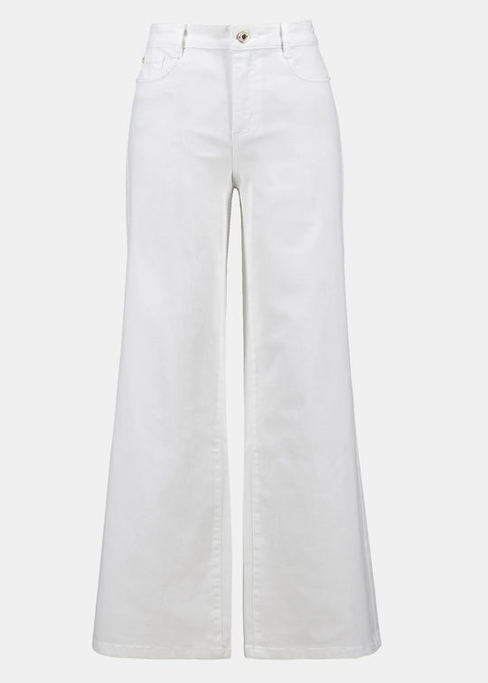 White wide-leg jeans on a white background