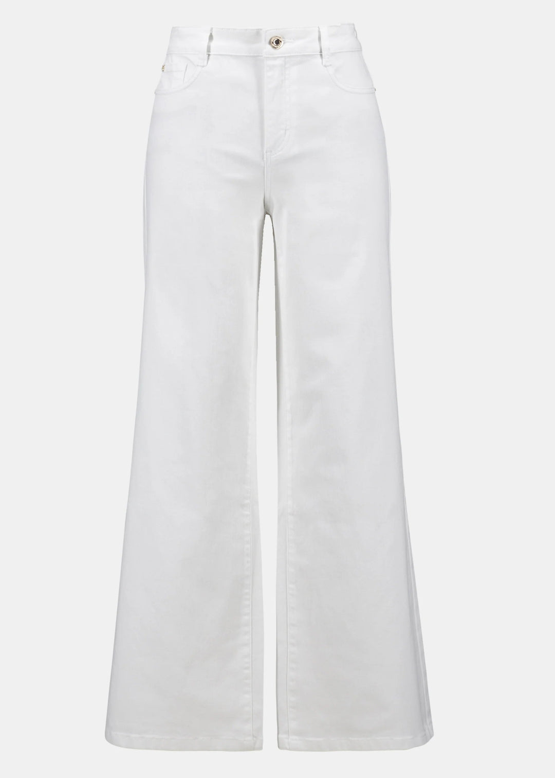 Joseph Ribkoff stretch jeans, white straight wide-leg with button and front pockets