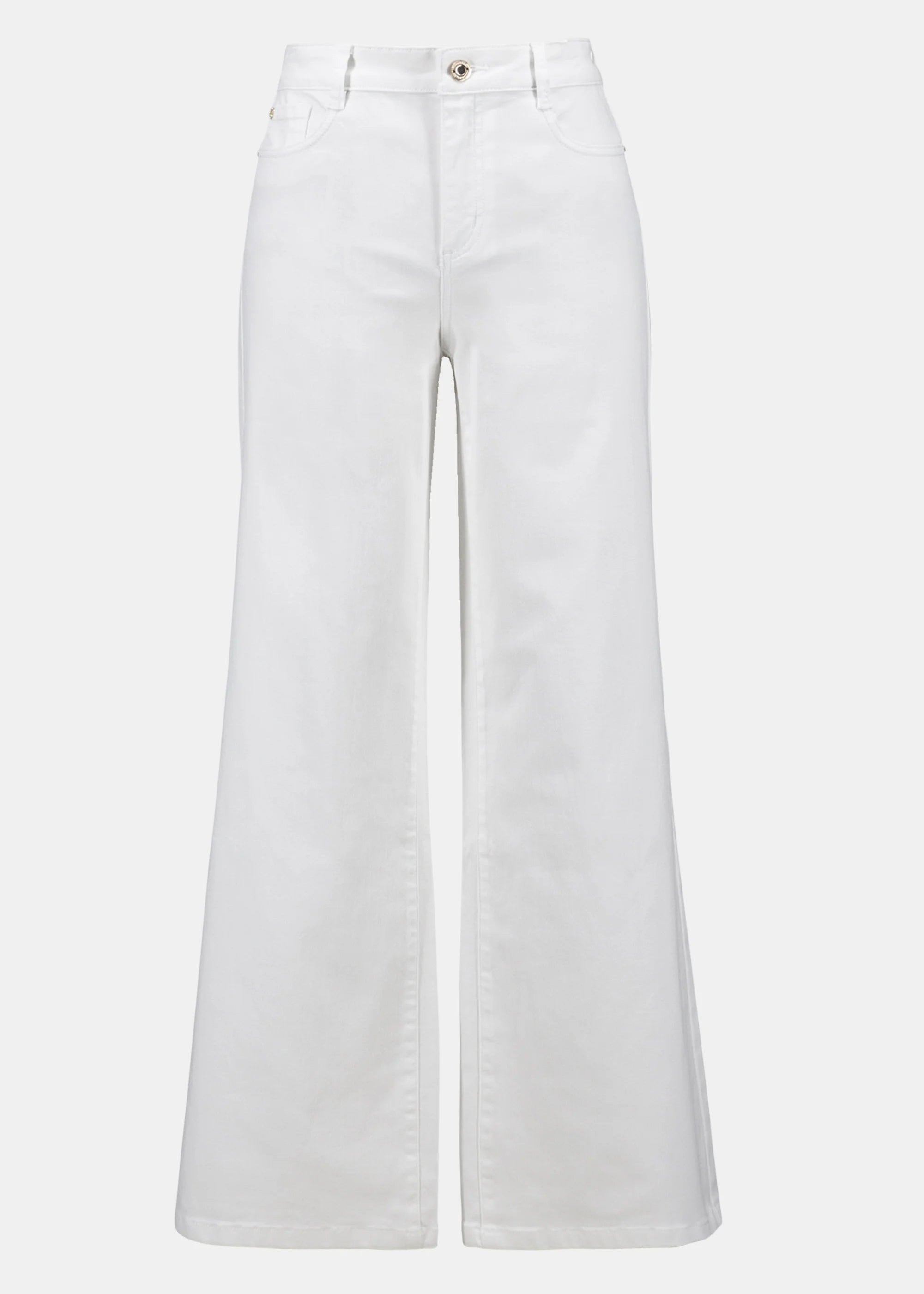 Joseph Ribkoff stretch jeans, white straight wide-leg with button and front pockets