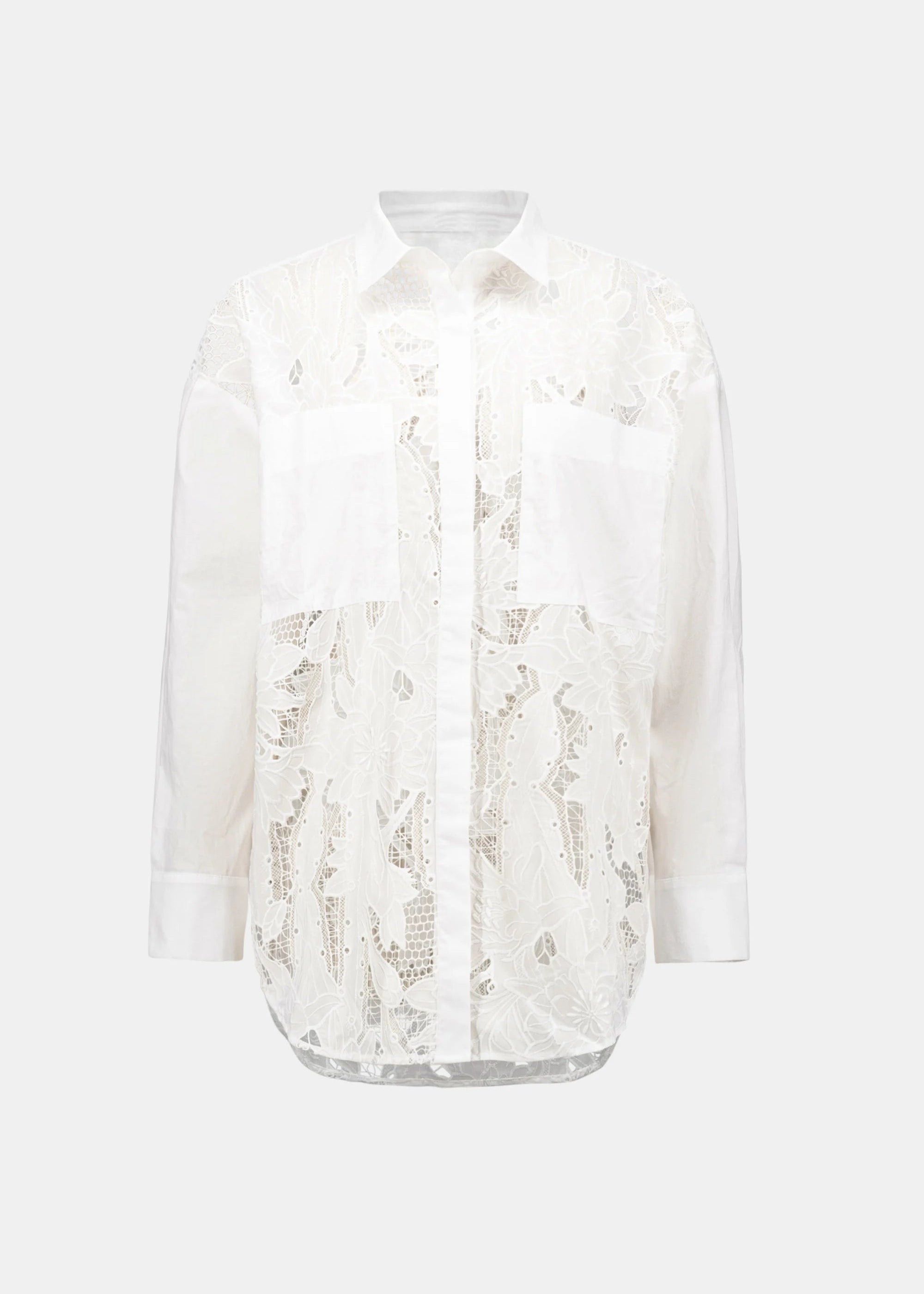 White lace blouse on a white background