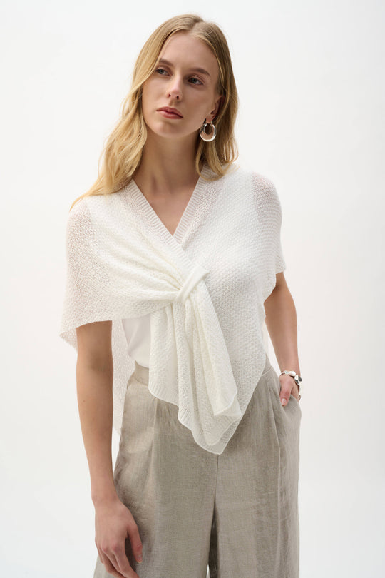 Joseph Ribkoff Soft Knit Draped Pull Through Cover Up in Vanilla