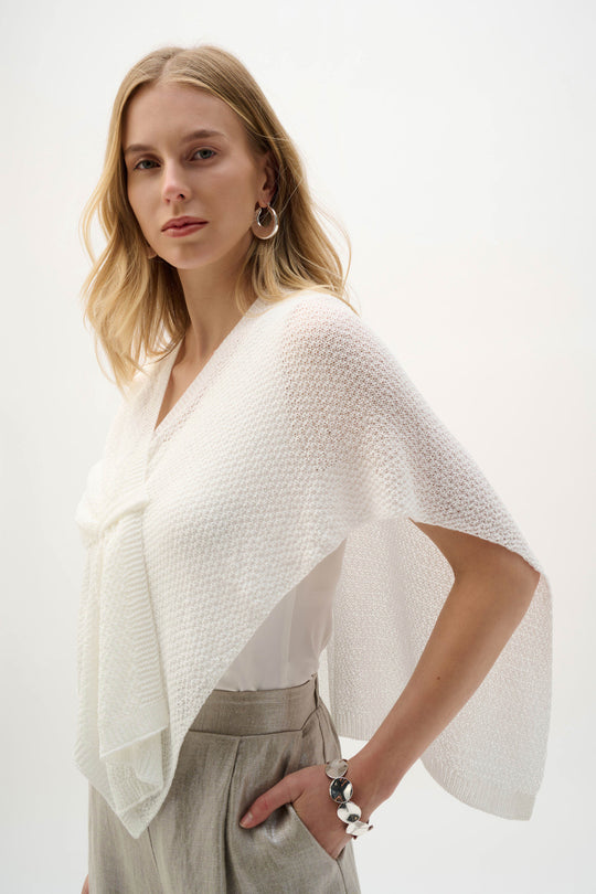 Joseph Ribkoff Soft Knit Draped Pull Through Cover Up in Vanilla