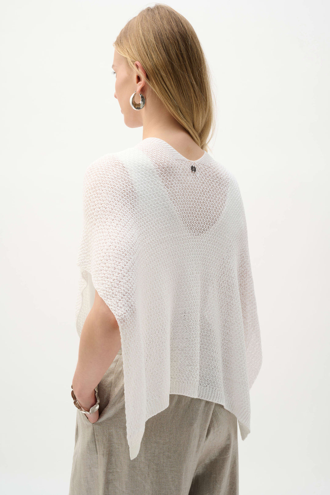 Joseph Ribkoff Soft Knit Draped Pull Through Cover Up in Vanilla