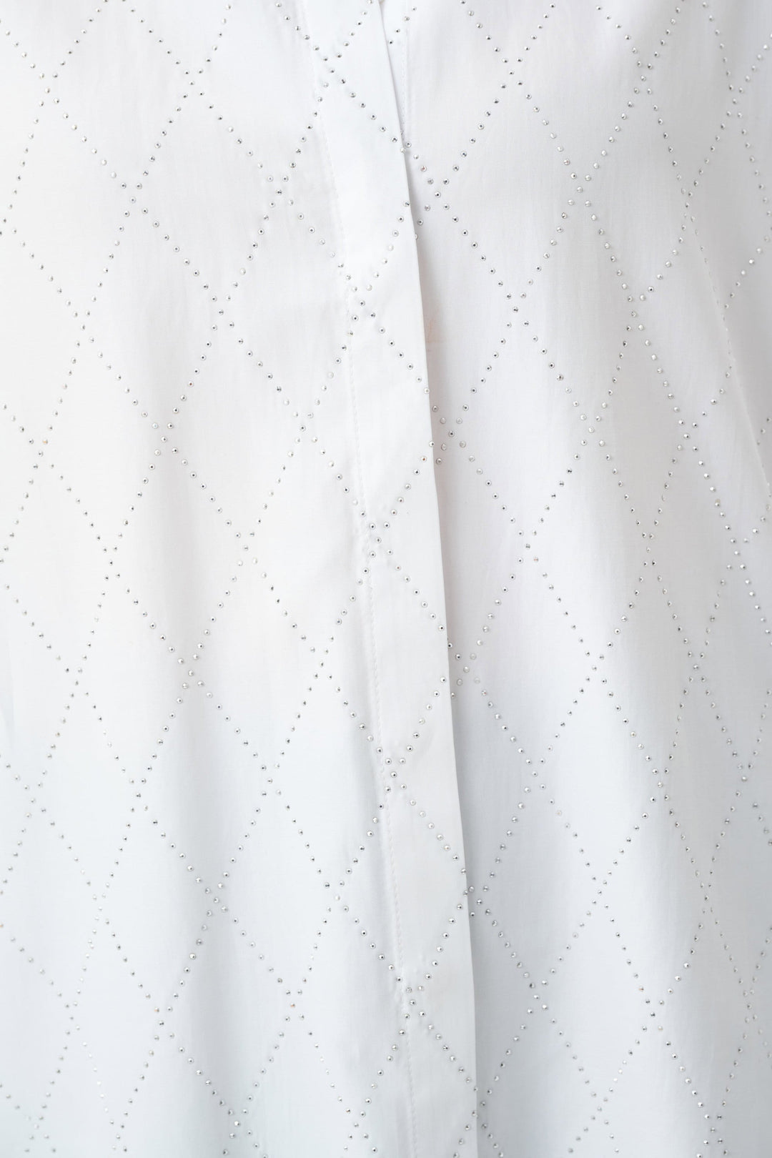 Vanilla Tencel blouse fabric with diamond rhinestone dot pattern
