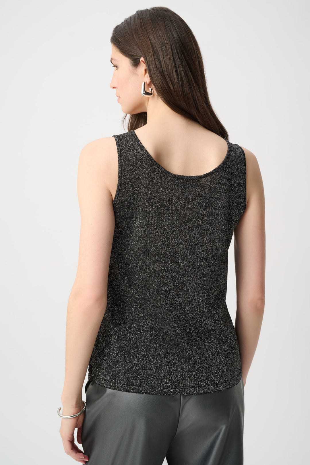 Joseph Ribkoff Rhinestone Open Stitch Cami in Black/Silver
