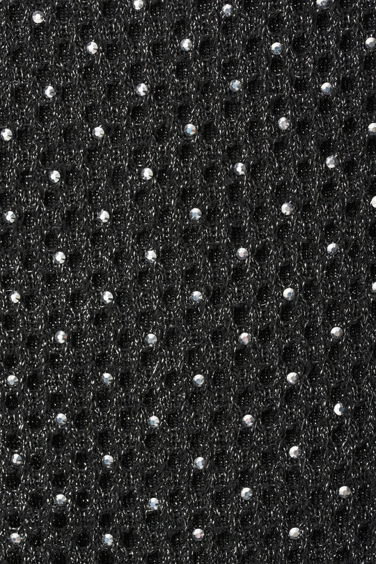 Joseph Ribkoff Rhinestone Open Stitch Cami in Black/Silver