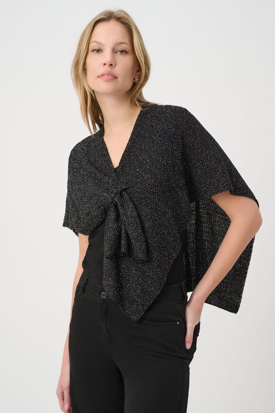 Joseph Ribkoff Draped Knit Coverup in Black/Silver
