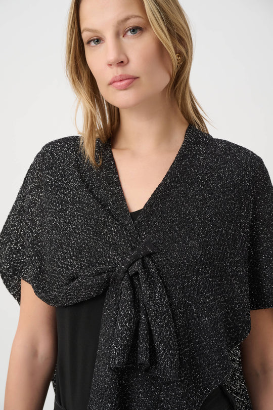 Joseph Ribkoff Draped Knit Coverup in Black/Silver