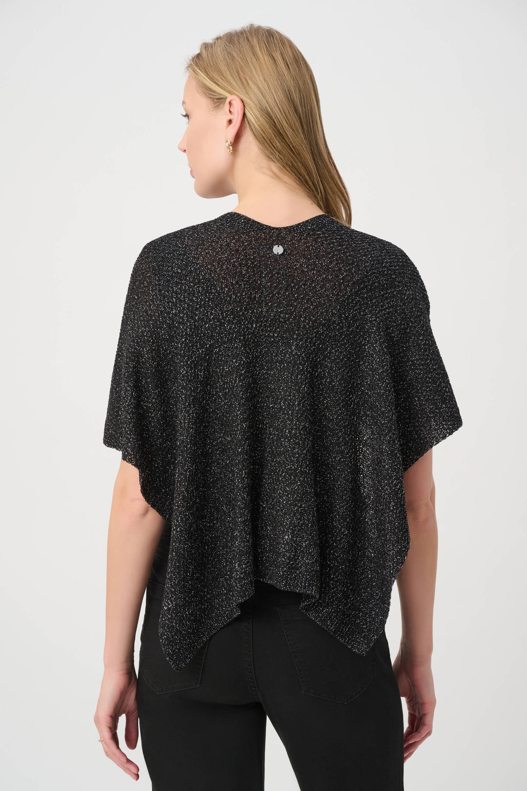 Joseph Ribkoff Draped Knit Coverup in Black/Silver