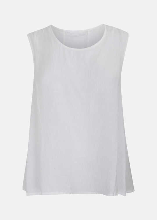 White sleeveless top on a light gray background