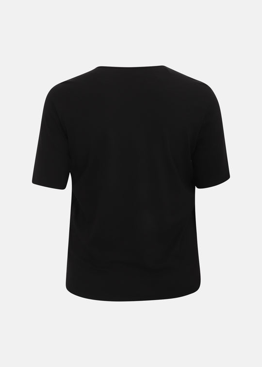 Efixelle Cotton Interlock Short Sleeve Double Front Tee with Scoopneck in Black