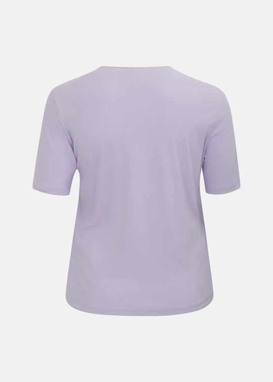 Efixelle Cotton Interlock Short Sleeve Double Front Tee with Scoopneck in Lavender