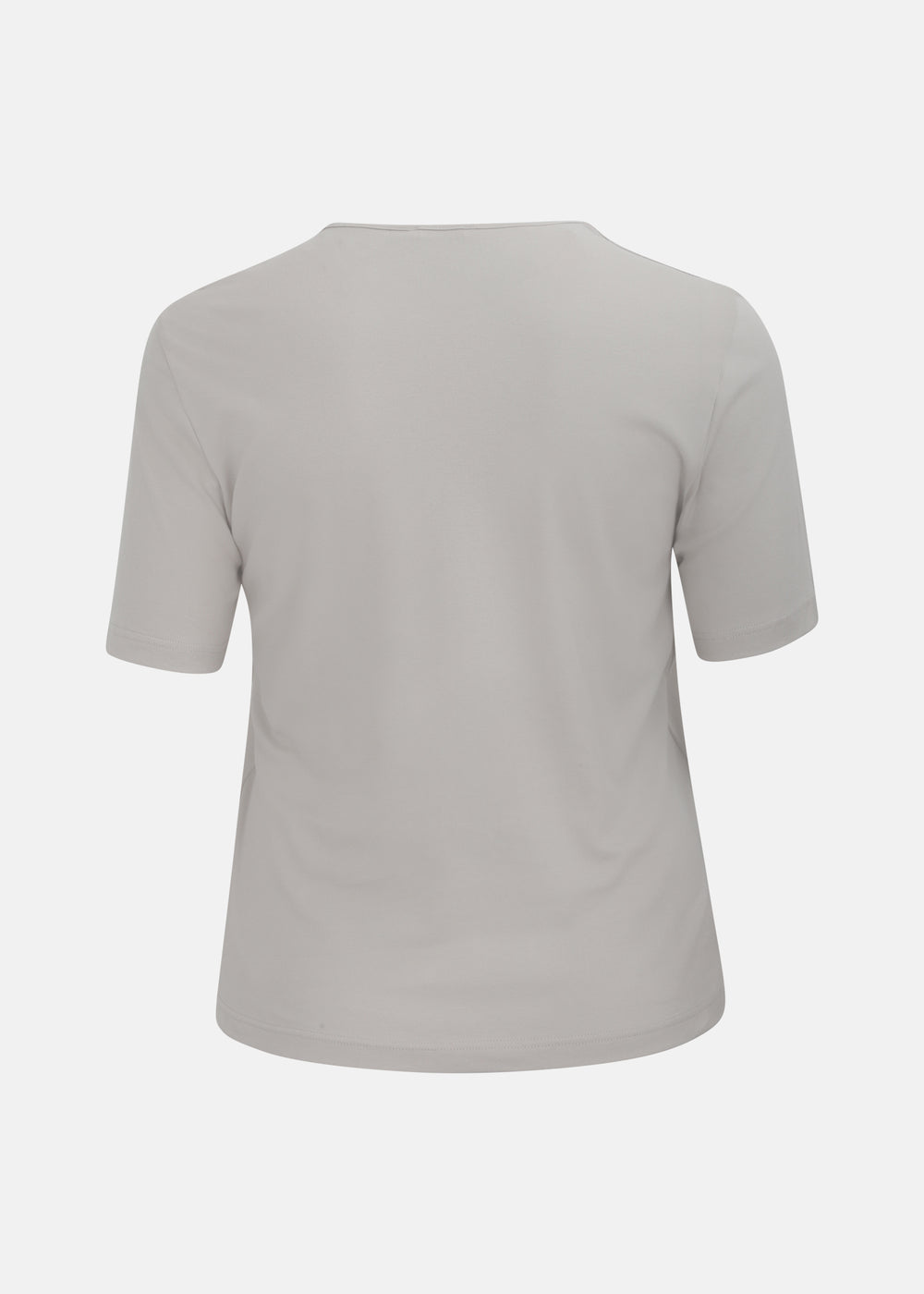 Efixelle Cotton Interlock Short Sleeve Double Front Tee with Scoopneck in Stone