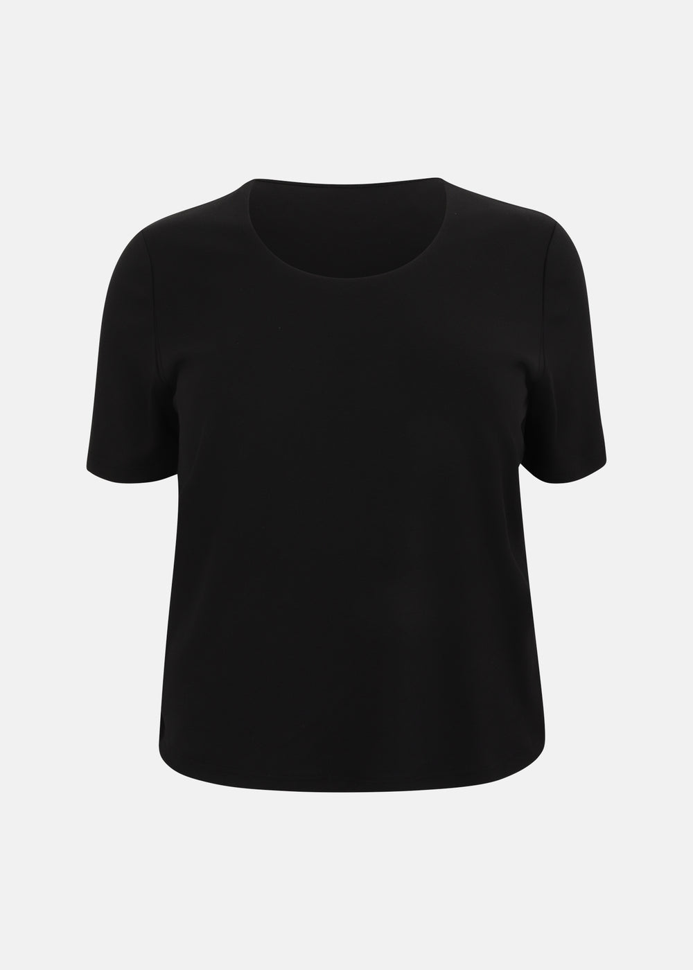 Efixelle Cotton Interlock Short Sleeve Double Front Tee with Scoopneck in Black