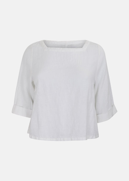 Toni T. Pure Linen Square neck Boxy top in White