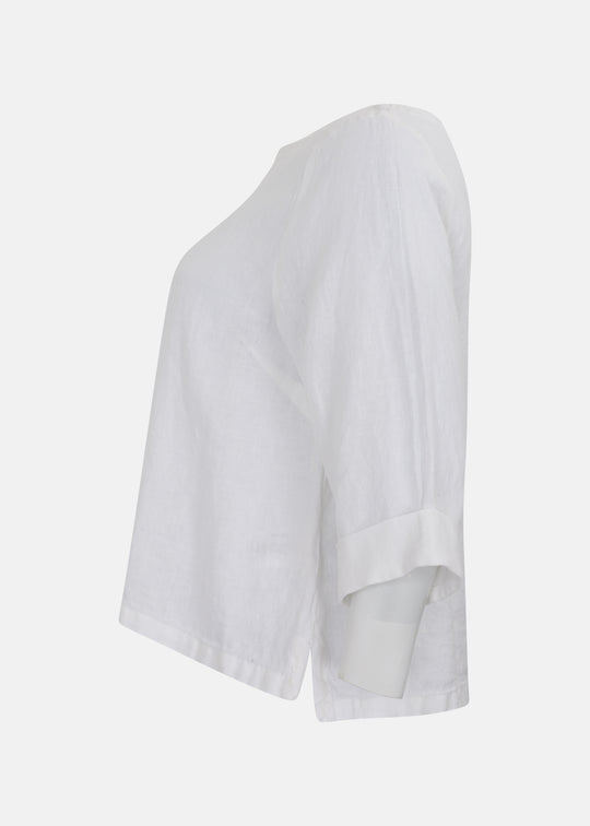 Toni T. Pure Linen Square neck Boxy top in White