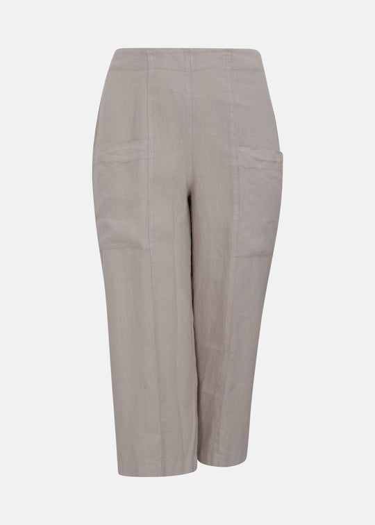 Toni T. Pure Linen Crop Pant with Patch Pockets in Sand