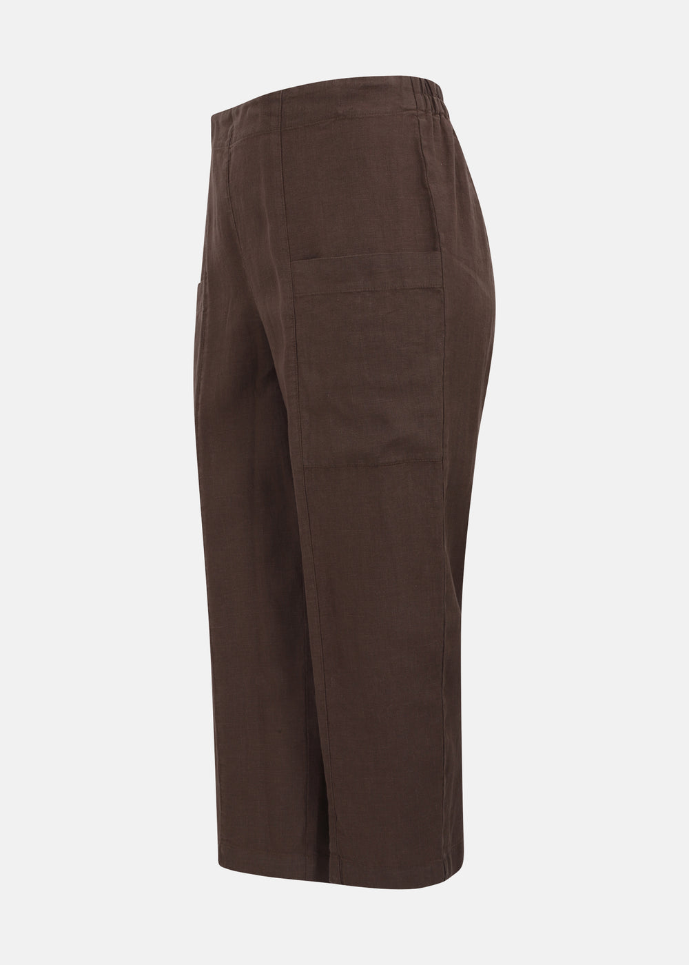 Toni T. Pure Linen Crop Pant with Patch Pockets in Mocha