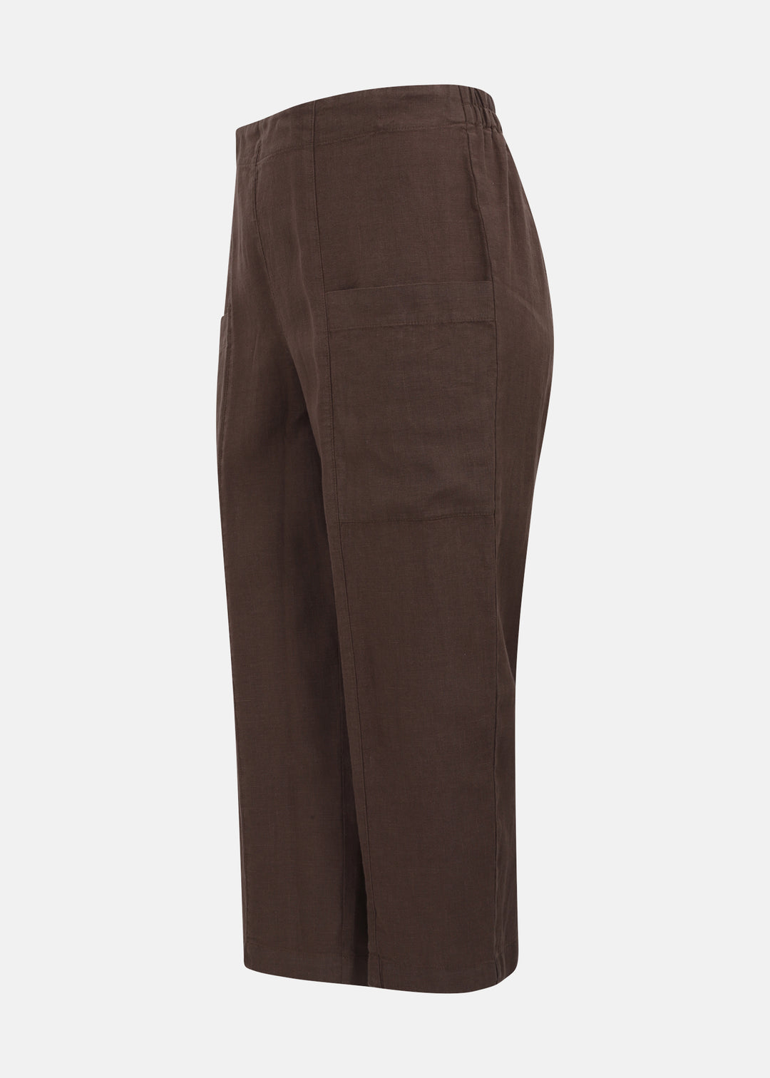 Toni T. Pure Linen Crop Pant with Patch Pockets in Mocha