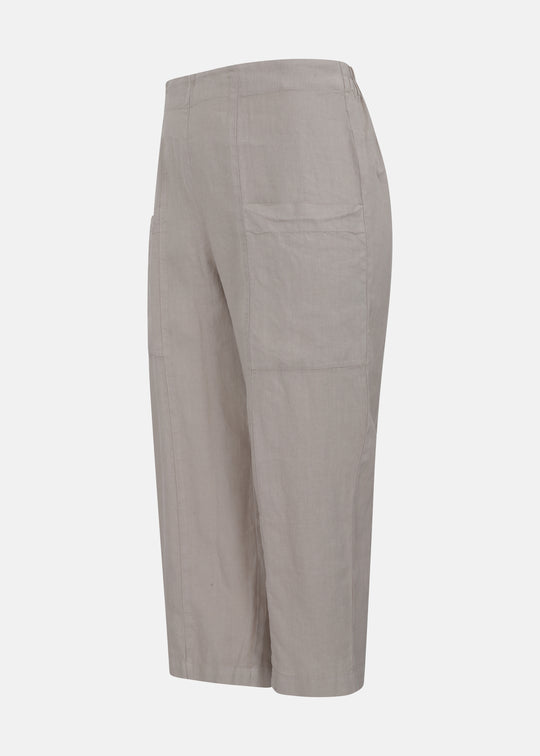Toni T. Pure Linen Crop Pant with Patch Pockets in Sand