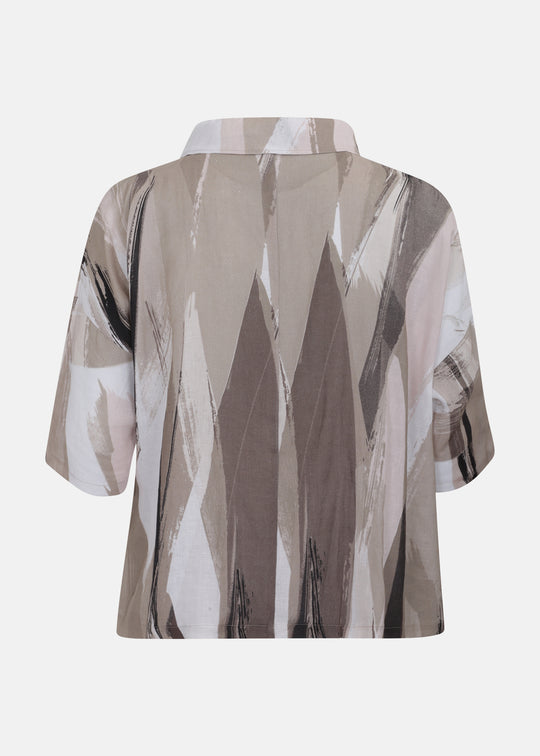 Toni T. Art Print Pure Linen Jacket with Drop shoulder in Sand Print