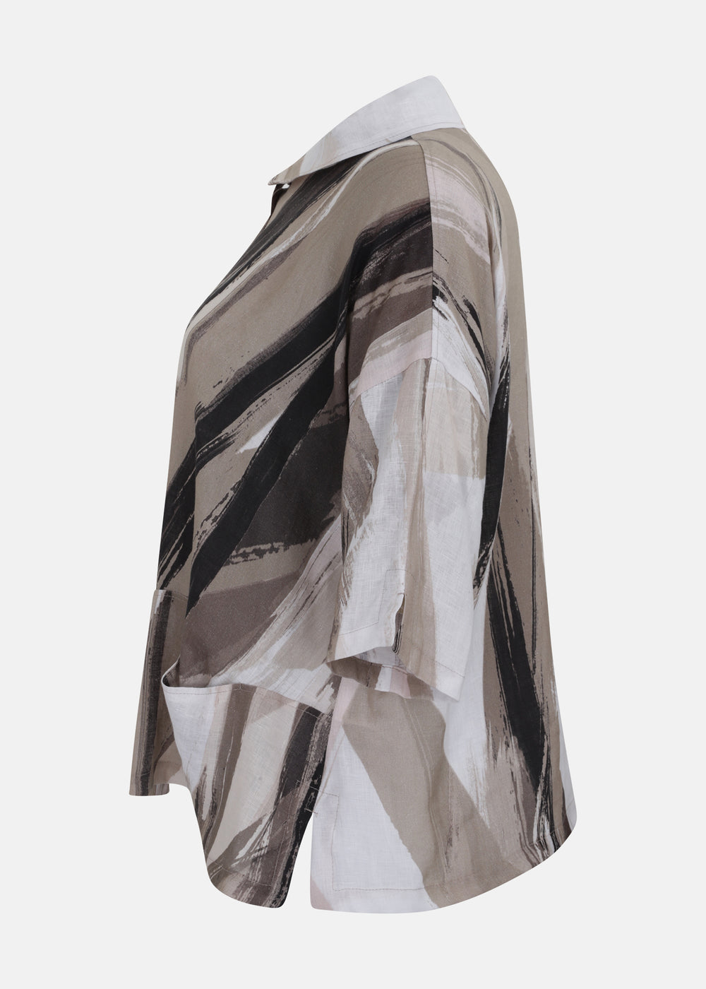 Toni T. Art Print Pure Linen Jacket with Drop shoulder in Sand Print