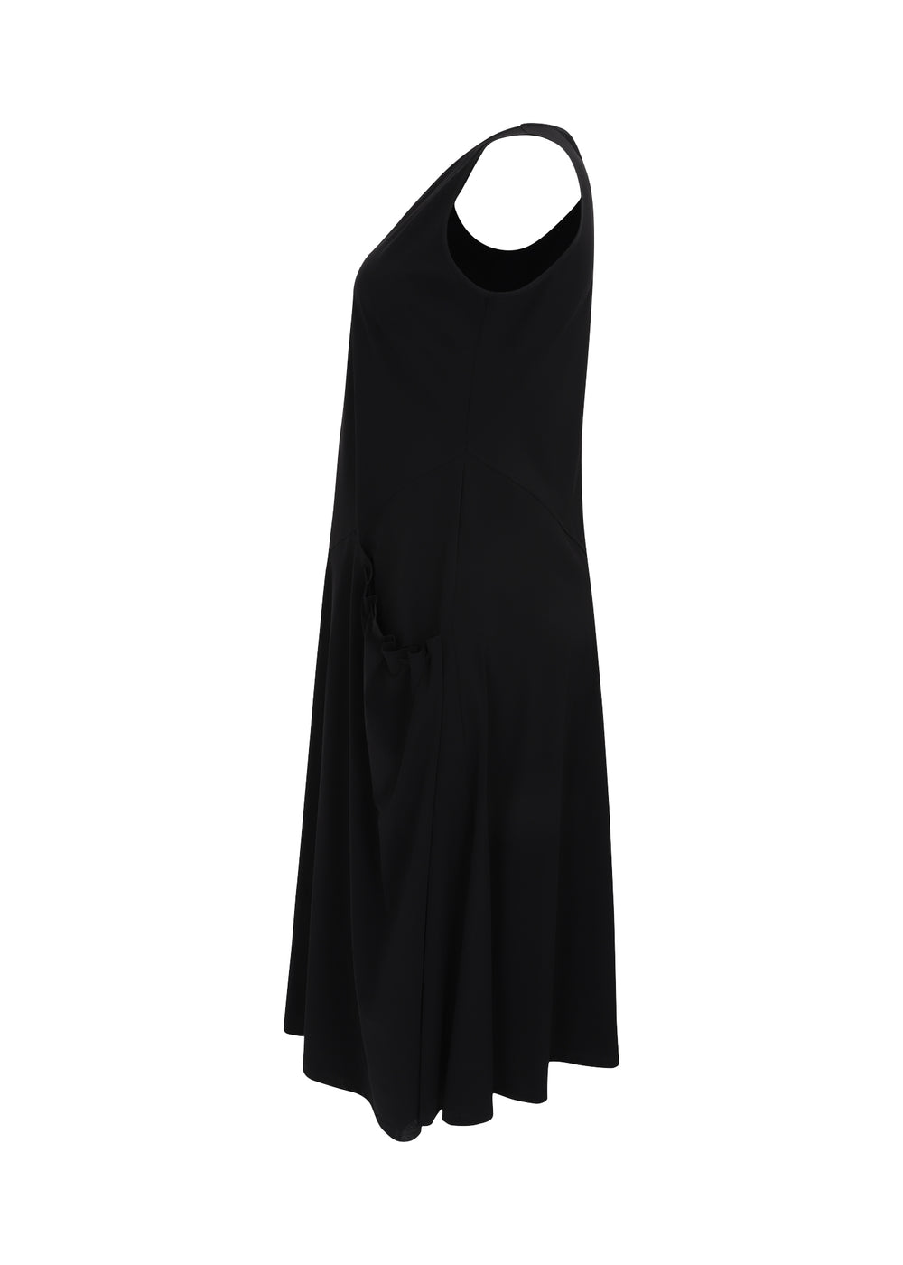 Toni T. Technical Stretch Sleeveless Dress with Gathered Pocket in Black