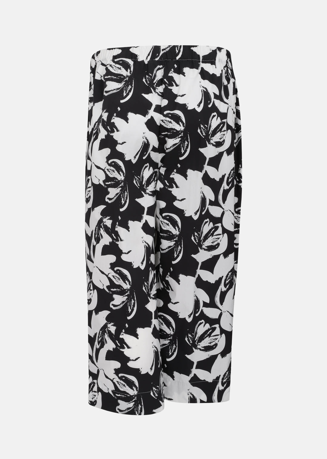 Toni T. Stretch Poplin Graphic Flower print Pull on Pant in Black white