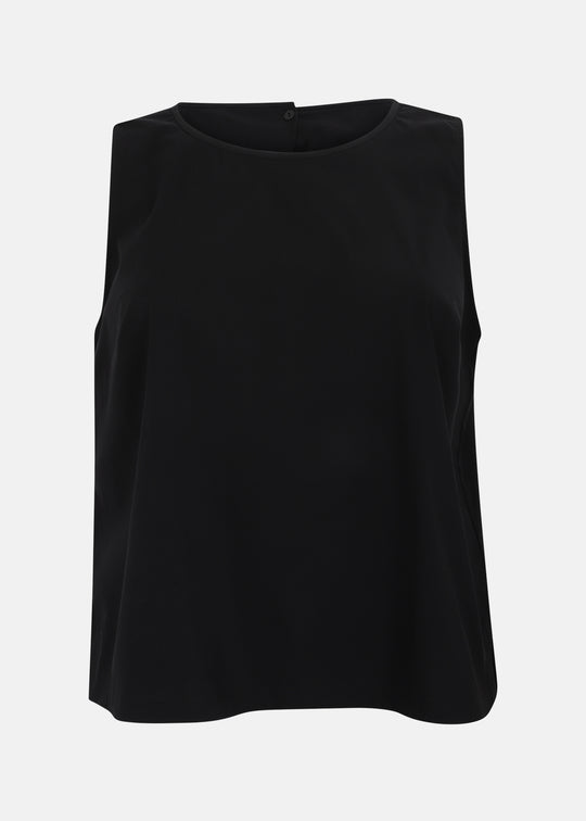 Toni T. Stretch Poplin Basic Tank in Black