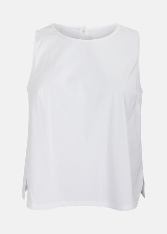 Toni T. Stretch Poplin Basic Tank in White