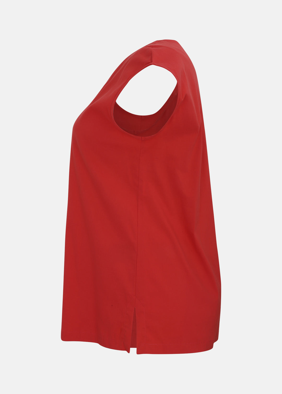 Toni T. Stretch Poplin Pleat Front Sleeveless Top in Red