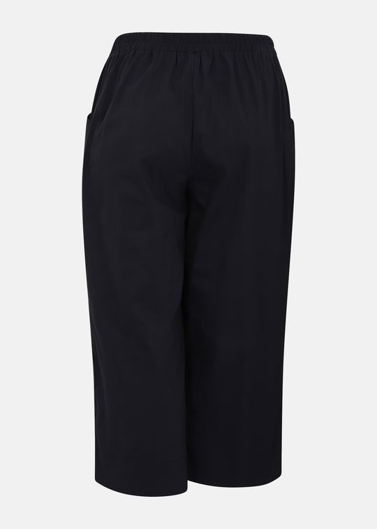 Toni T. Stretch Poplin Crop Pant with Slit and Pockets in Night Blue