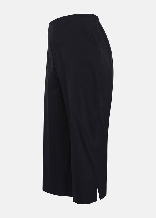 Toni T. Stretch Poplin Crop Pant with Slit and Pockets in Night Blue