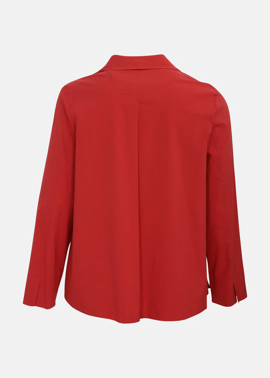 Toni T. Stretch Poplin Jacket with pleat back in Red