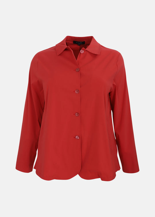 Toni T. Stretch Poplin Jacket with pleat back in Red
