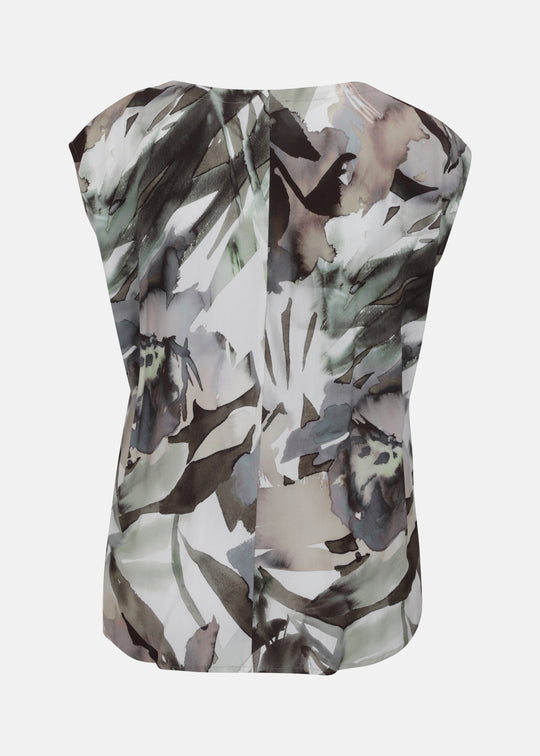 Toni T. Watercolor printed viscose top in Coffee Print