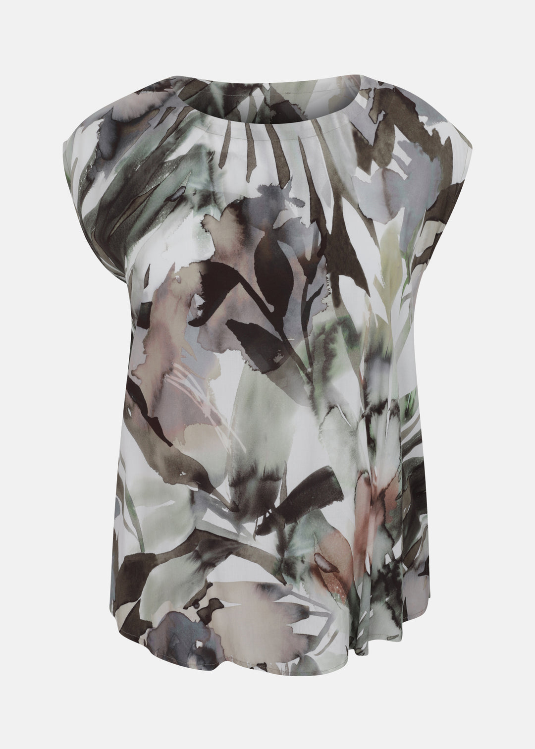 Toni T. Watercolor printed viscose top in Coffee Print